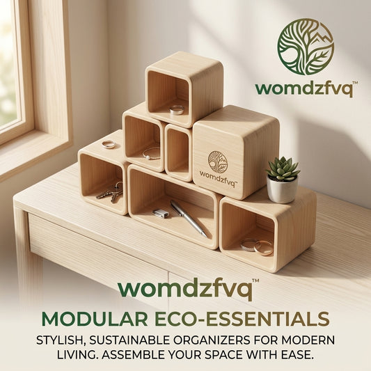 womdzfvq™ Modular Wooden Storage Cubes – Eco-Friendly Desk Organizer, Minimalist Shelf Decor & Catch-All Tray for Jewelry, Keys & Office Essentials